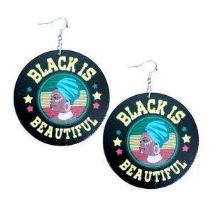 Black Is Beautiful Rasta Statement Dangle Wood Earrings